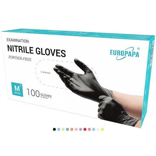 Lot De 100 Gants Jetables En Nitrile Sans Poudre,Sans Latex,Non Stériles,Sans Latex,Non Stériles,Sans Latex,Gloves Disposibles (M,Noir).[H31]