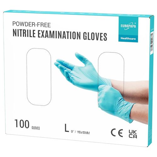 Lot De 100 Gants Jetables En Nitrile-Non Poudrés-Sans Latex-Non Stériles-Sans Latex-Bleu Clair.[H93]