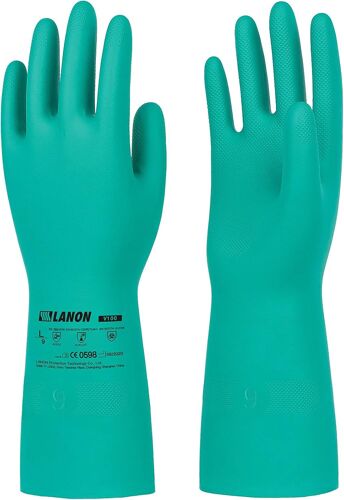Kalanka-Lanon 3 Paires De Gants Résistants Aux Produits Chimiques En Nitrile, Gants De Protection Chimique, Résistant À Fortes Acide, Alcalins Et D'huile, En 374, L/9