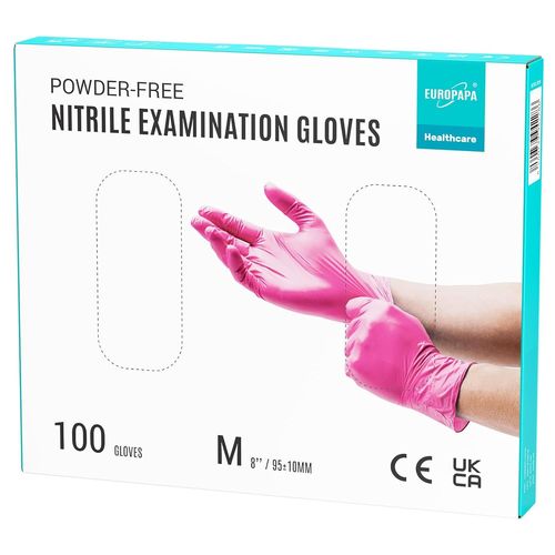 Lot De 100 Gants Jetables En Nitrile-Non Poudrés-Sans Latex-Non Stériles-Sans Latex-Taille M-Rose