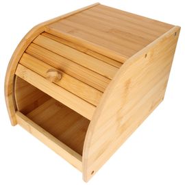 Boîte À Pain En Bambou Naturel Ouverture Coulissant Compact Ultra Pratique Cheffinger Marron Clair