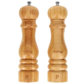 Set De 2 Moulins Sel Et Poivre En Bambou Naturel Broyeur Réglable Cheffinger Marron / Beige