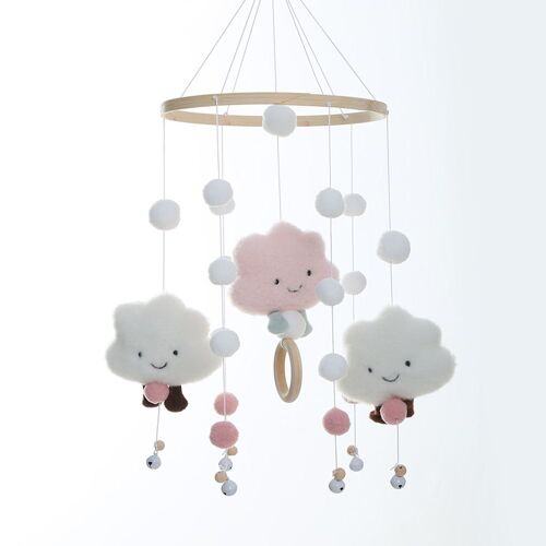 Bébé Mobile, Mobile Musical Lit Bébé, Mobile Lit Bébé, Bebe Bois Décoration De Berceau Garçon Et Fille,Cadeaux Chambre Bébé (Rose)