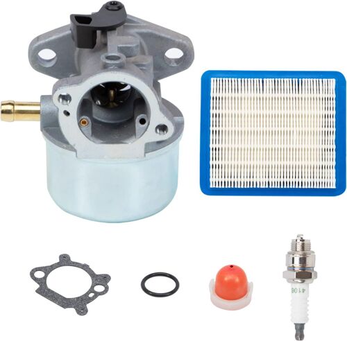 MEVRONISSHOP-Kit carburateur 799868 avec Poire d¿amorçage et Filtre à air pour Moteurs Briggs & Stratton 4-7HP Tondeuses à Gazon 499059 498170 497586 497314
