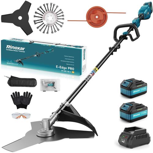 SUBZONAL-3-in-1 Debroussailleuse Electrique sans Fil, 12000RPM Coupe Bordure sans Fil avec 2X 5200mAh Batterie & 3 Types de Lames, Moteur Brushless, Diamètre de Coupe 26 cm