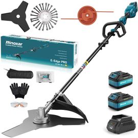 ASFASFq-3-in-1 Debroussailleuse Electrique sans Fil, 12000RPM Coupe Bordure sans Fil avec 2X 5200mAh Batterie & 3 Types de Lames, Moteur Brushless, Diamètre de Coupe 26 cm