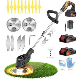 ASFASFq-21V Coupe Bordure sans Fil avec Batterie Wrneaoch Debroussailleuse Electrique sans Fil avec Moteur de 6 000 TR/Min et 650W Debrouissalleuses Batterie avec 2 Batteries de 2,0 Ah, Efficace et F