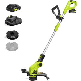 ASFASFq-SnapFresh Coupe-Bordures Dresse-Bordures à Fil Diam. de Coupe 30,5 cm Électrique 20V Débroussailleuse sans Fil avec Batterie, 2 Bobines de Fil 2mm x 4.5m, Tube Télescopique, Poignée Réglable