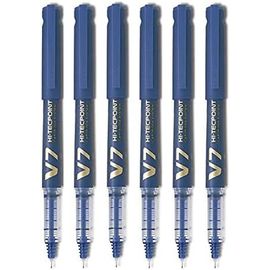 V7 Hi-Tecpoint Lot De 6 Stylos Roller À Pointe Moyenne Bleu