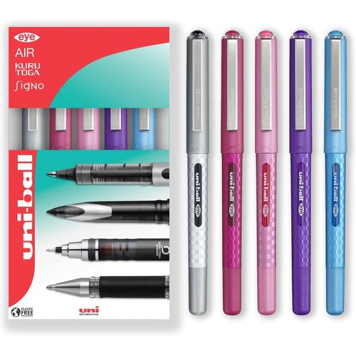 Asfasfq-Uni-Ball Eye Ub-157d Lot De 5 Stylos Roller À Encre Liquide Pointe 0,7 Mm Boîte Cadeau Multicolore