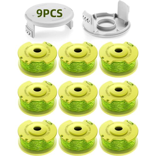 KALANKA-11 Paquet Modèle Actualisé Bobine Fil Coupe Bordure Convient pour Ryobi One +18v,24v,40v Coupe Bordures,Ø2.0mm et 3.4m Longueur AC14RL3A Remplacements Coupe Bordure(9 Bobine,2 Couvercle)