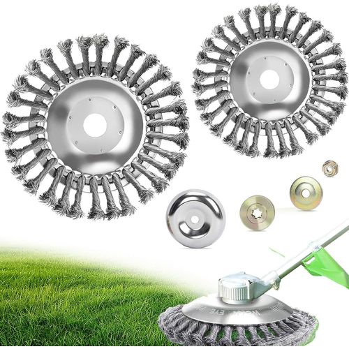 SUBZONAL-2 Pièces Brosse Metallique Debroussailleuse,Remplacement Tete Brosse Debroussailleuse,avec Accessoires,Brosse de Desherbage Diamètres 150 et 200 mm,Taille du Trou 25,4 mm