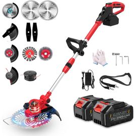 ASFASFq-Débroussailleuse à Batterie 21V Coupe Bordure sans Fil avec Batterie,Debroussailleuse Electrique sans Fil avec 2 Batteries 4.0 Ah pour Jardin Élagage