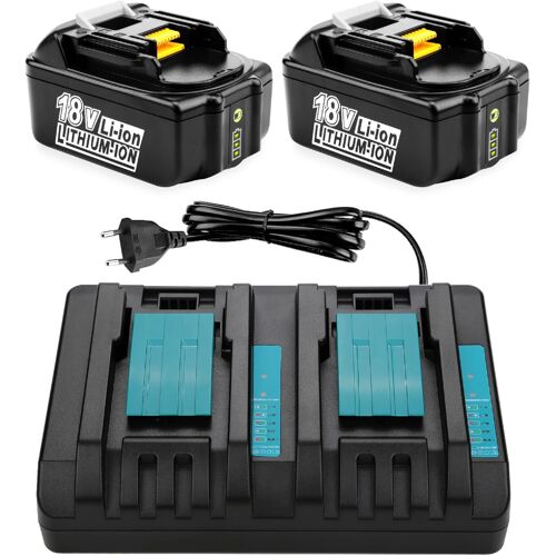 MEVRONISSHOP-Energup 2 Pièces 18V 5.5Ah Batterie et Chargeur pour Ma-Kita Batterie 18V BL1850 BL1850B BL1840 BL1830 BL1820 BL1815 avec Chargeur pour Ma-Kita DC18RD