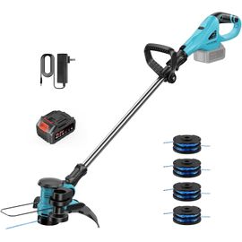 ASFASFq-Debroussailleuse Electrique sans Fil,avec 1 Batterie et 4 Bobines,2 en 1 Coupe Bordure sans Fil/Débroussailleuses pour la Coupe de Jardin,Alimentation Automatique de Fil (Une Batterie)
