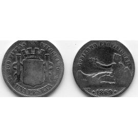 Espagne 1 Peseta 1869 Argent Gobierno Provisional