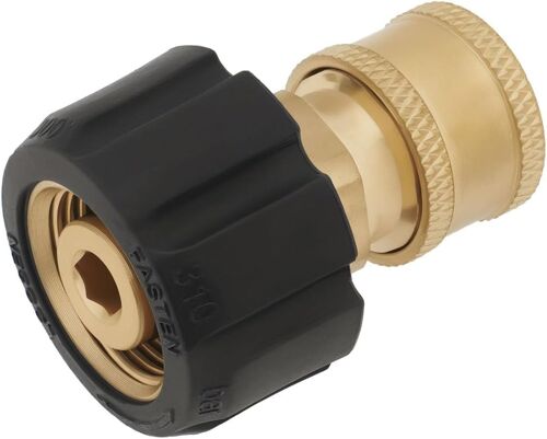 MEVRONISSHOP-1x Adaptateur de Nettoyeur Haute Pression Laiton M22 Mâle Vers 1/4 Prise Rapide de Pression 5000 PSI Convient pour Les Pièces de Connexion de Tuyau à Dégagement Rapide (14 Mm)