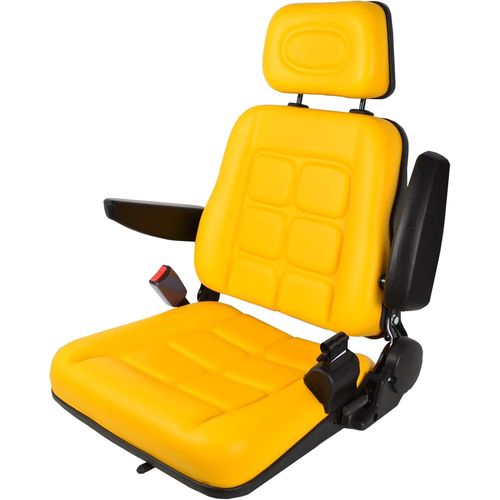 SUBZONAL-Siège de chariot élévateur universel avec dossier réglable, siège de tracteur en PVC avec ceinture de sécurité auto-rebondissante, siège de tondeuse à gazon jaune avec appui-tête pour pellet