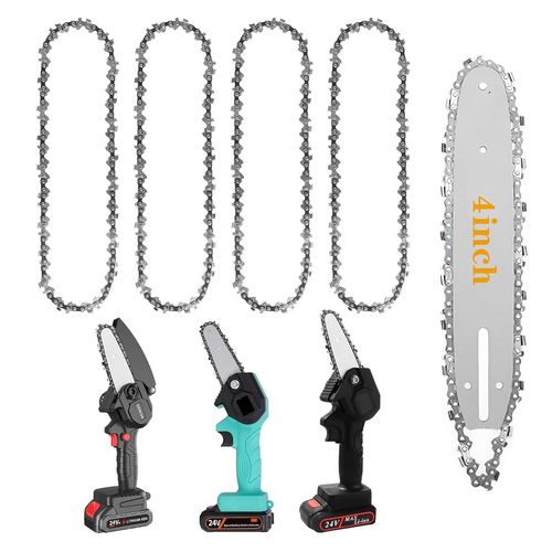 SUBZONAL-4 Pièces Chaînes de tronçonneuse, Chaîne Tronçonneuse 4"" Tronconneuse Chaine, 28maillons, Plaque Guidage 13cm, pour Les Coupeurs des Branches dans Le Jardin