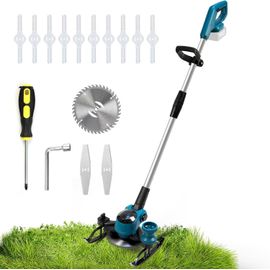 ASFASFq-Debroussailleuse Electrique sans Fil, Coupe Bordure sans Fil Compatible avec Makita Batteria 18V, DéBroussailleuse Batterie avec Poignée Réglable, avec 3 Types de Lames pour Jardin (sans Batt
