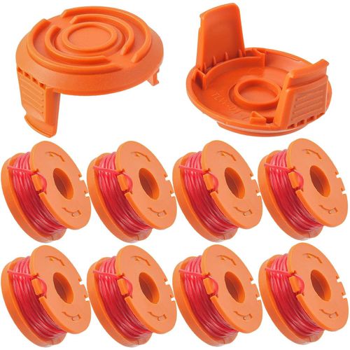 ASFASFq-EPLZON Ligne Bobine Coupe Remplacement et Capuchon de Protection, Ø 1,65mm & 3m Bobine Fil Coupe Bordure, Bobine Fil Coupe Bordure Compatible avec Coupe Bordure WORX WA0010(8 Bobines, 2 Couve