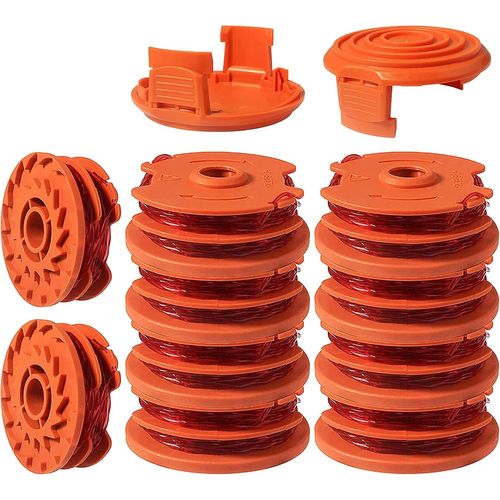 ASFASFq-Lot de 10 bobines de fil pour débroussailleuse avec 2 capuchons de bobine compatibles avec Worx WA0007 WG105, WG106, WG108, WG109, WG112, WG113, WG115, WG116, WG117, WG118, WG118, G119 WG124