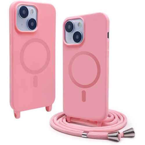 SJZG-Coque Compatible Avec Iphone 14 Max(6.7""),Coque Magnétique Compatible Avec (Magsafe).Collier Pourcorde Silicone Complète Cover De Iphone 14 Max(6.7"")-Poudre Profonde