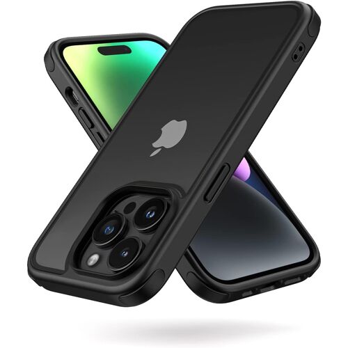 KALANKA-Coque Compatible avec iPhone 14 Pro 360 degrés Antichoc Pro Anti-Rayures Transparente PC/TPU Silicone Etui pour iPhone 14 Pro - Noir