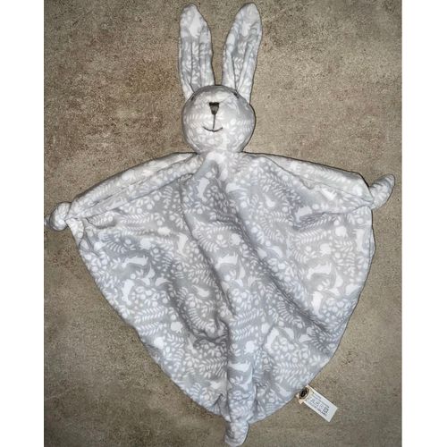 Doudou Lapin Bouchara Gris Blanc Animaux Lapins Feuilles Oiseaux Feuillages Fleurs P Miche Jouet Bébé Mouchoir 