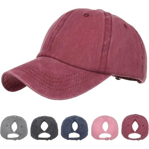 Ppdaz-Casquette De Baseball Femme, Casquettes De Baseball Ajustée Mesh Fille Queue De Cheval Casquette Chapeaux