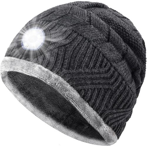 Ppdaz-Idee Cadeau Homme Bonnet Led - Cadeau Noel Homme Original Cadeau Motard Pecheur, Bonnet Hiver Lampe Frontale Cadeaux Pour Homme Papa, Idée Cadeau Papa Cadeau Homme Original Utile Cadeau Saint V