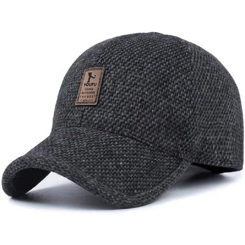Asfasfq-Casquette De Baseball À Visière En Tweed De Laine Et Laine D'hiver Pour Hommes Avec Cache-Oreilles Pliés Et Boucle En Métal Plus Chaude
