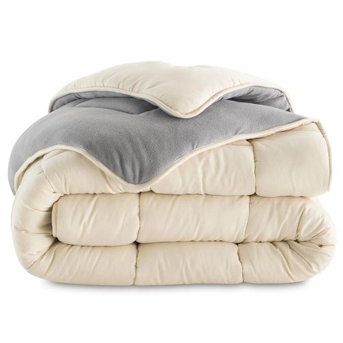 Couette 220x240 Cm Zoe Polaire Biface Gris Et Crème 400 Gr