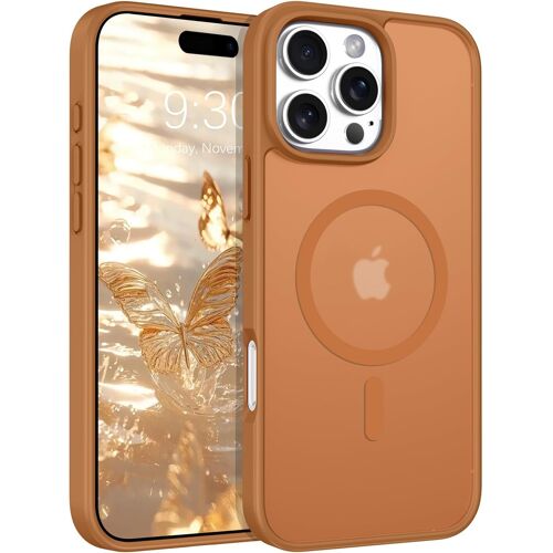 SJZG-Coque Pour Iphone 16 Pro Max, Magnétique Fort [Compatible Avec Magsafe] Mat Lisse Translucide Protection De Qualité Fine Mate Coque De Téléphone Aimanté Pour Iphone 16 Pro Max Marron Brun