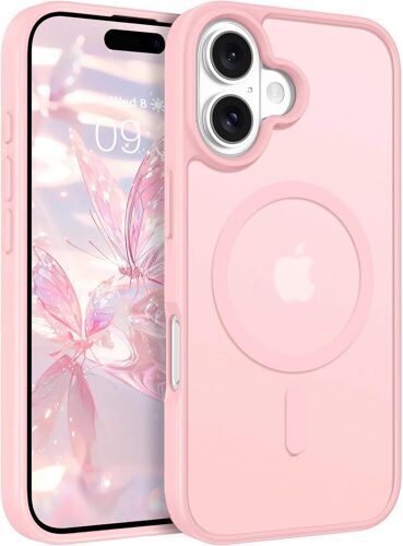 ELVORIX-Coque pour iPhone 16 Plus, Magnétique Fort [Compatible avec MagSafe] Mat Lisse Translucide Protection de Qualité Fine Mate Coque de Téléphone Aimanté pour iPhone 16 Plus Rose