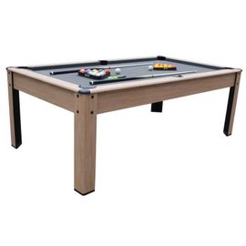 Billard convertible couleur bois Chêne 226 x 126cm - Ambiance - Gris