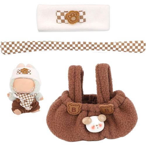TRUST-Ensemble de Vêtements pour Poupée, Chapeau Écharpe et Salopette Accessoires pour Poupée de 15 cm à 17 cm (Style 1)