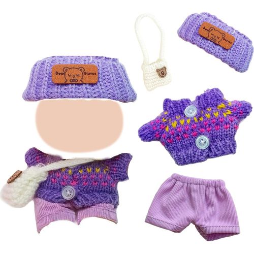 TRUST-Ensemble d'accessoires pour poupée - Violet - 17 cm - Pour l'été et les jeunes - Avec 1 robe à ruban vert - 1 chapeau parasol - 2 jolis sacs - Pour fille - Sans poupée