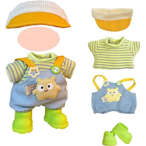 TRUST-Robe de poupée Compatible avec Labubu, Robe de Perruque de 17 cm Comprend Une Veste Verte Claire, Un Pantalon, Une Paire de Chaussures et Un Chapeau (à l'exclusion de la poupée de Perruque)