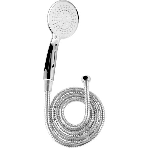 KALANKA-Set Carballo » -Douchette 110 mm-5 Types Jet Normal, Doux et massant-Anti-calcaire et économie d'eau-Tuyau 150 cm/Kit pour Douche et Baignoire / SA330595, Chrome, 110mm