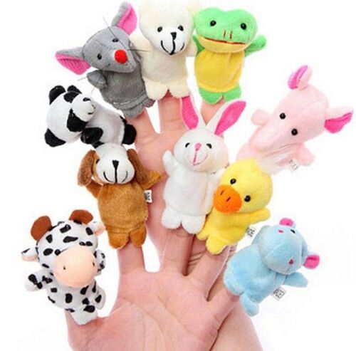 10 Pièces Différents Dessin Animé Animaux Marionnettes À Doigt Doux Velours Poupées Accessoires Jouets Panier De Pâques Farces