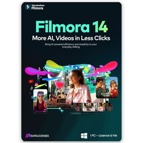 Wondershare Filmora 14 Éditeur Vidéo | 1 Pc – Licence À Vie – Clé D’Activation Globale
