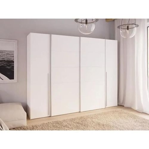 Armoire 2 Portes Battantes + 2 Portes Coulissantes - Blanc Mat - L 270,3 X P 61,2 X H 210 Cm - Narago