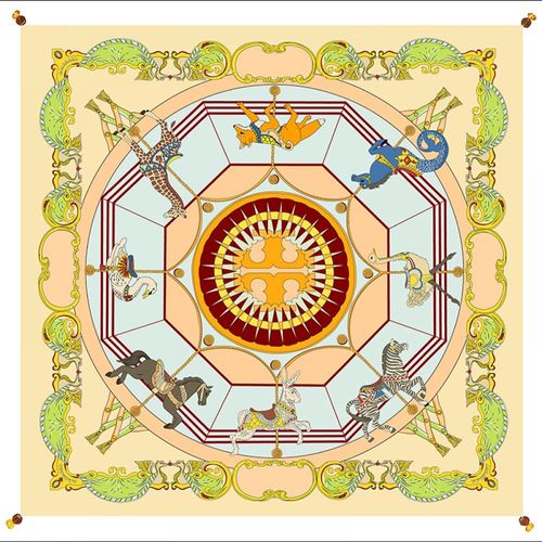 Foulard De Soie Avec Du Ruban 58 X 58 Cm, Petit Carré Zoo Imprimer Foulard Pour Les Femmes, Polyvalent