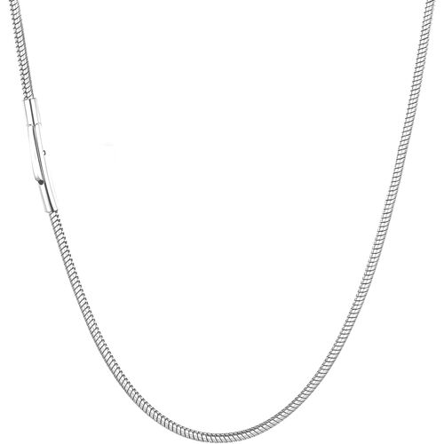 Kal-Collier Chaîne Serpent, Argent/Noir Chaîne De Serpent, 2/3/4mm Serpent Acier Inoxydable Collier, Collier Serpent En Argent, Collier Chaine Maille Serpent Homme Longueur 46-71cm