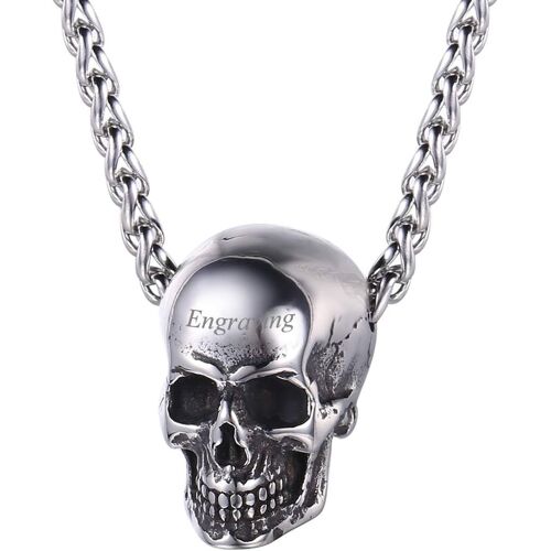 Kal-Collier/Bracelet Homme Acier/Plaqué Or/Argent 925 Pendentif Tête De Mort Crâne Gotique Avec Chaîne En Métal/Corde Bijoux Punk Style Pour Femme Garçon - Personnalisable