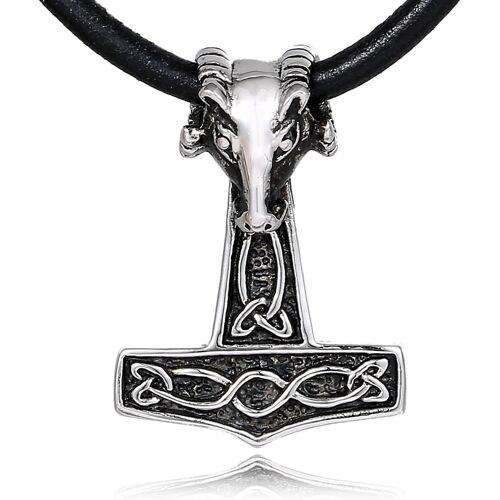 Kal-Collier En Cuir Pour Homme 50 Cm Avec Pendentif En Acier Inoxydable Dans Différents Modèles