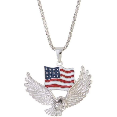 Kal-Collier Pendentif Pygargue À Tête Blanche Volant Pour Hommes, Collier Drapeau Américain Avec Chaîne De 23,6 Po, Pendentif Aigle Faucon Ancien, Collier Animal Viking Bijoux Cadeau Pour Hommes
