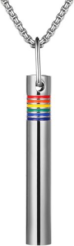 Kal-Collier Pendentif Homme Femme: Collier Acier Inoxydable Pendentif Sifflet Silencieux Avec Arc-En-Ciel Pour La Fierté Lgbtq+ Outil De Respiration- - Un Cadeau Pour Les Couples Lgbtq+