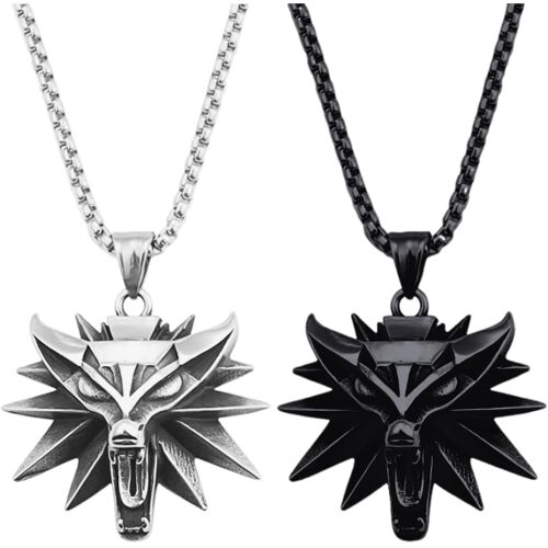 Kal-Lot De 2 Colliers Avec Pendentif Tête De Loup Pour Homme, Décoration De Vêtements, Colliers Avec Pendentifs Intéressants, En Acier Inoxydable, Taille Unique, Acier Inoxydable
